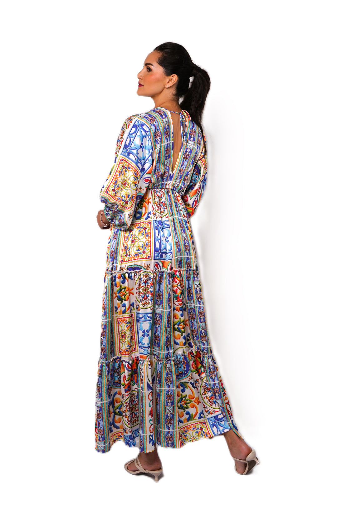 Robe longue de la Grèce bleue