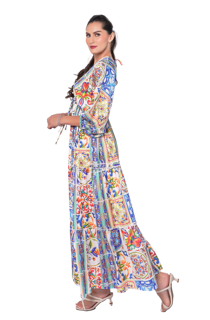 Robe longue de la Grèce bleue