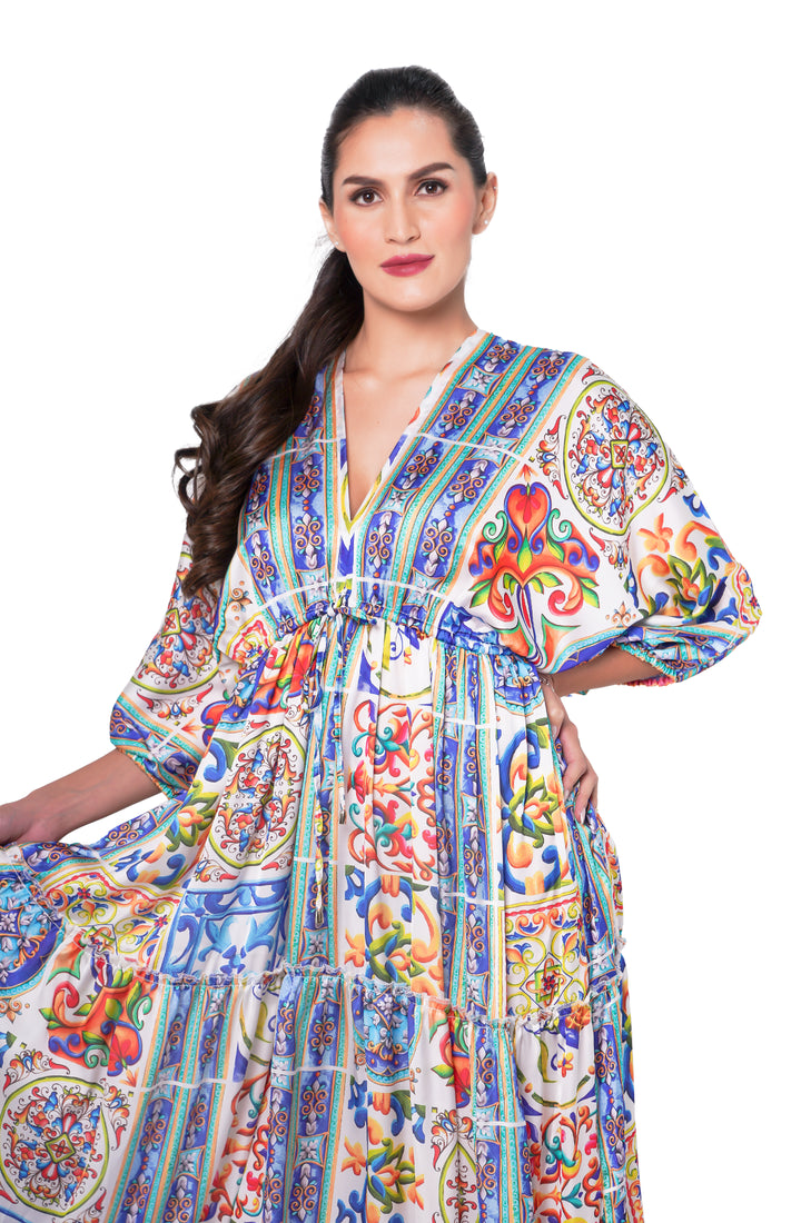 Robe longue de la Grèce bleue