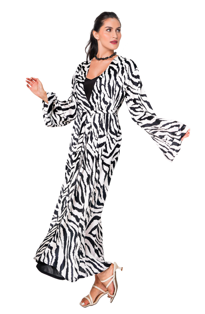 Zebra long Silky robe