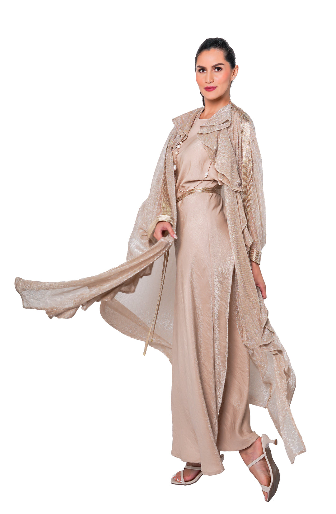 Golden Ruffled Caftan Robe